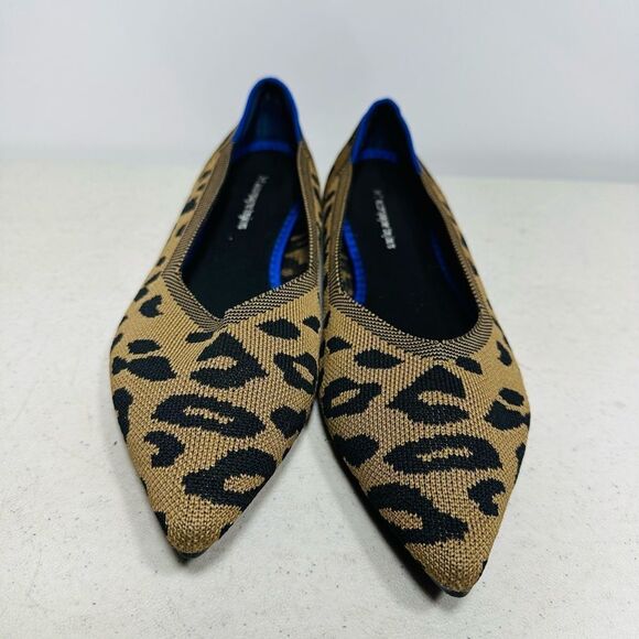 Jet' accompagne toujours Leopard Knit Women’s Sz 40 Flat Shoes Point Toe 9,5 - Picture 3 of 8